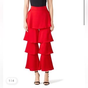 Osman Red Felix Ruffle Trousers layered wide leg high rise 12